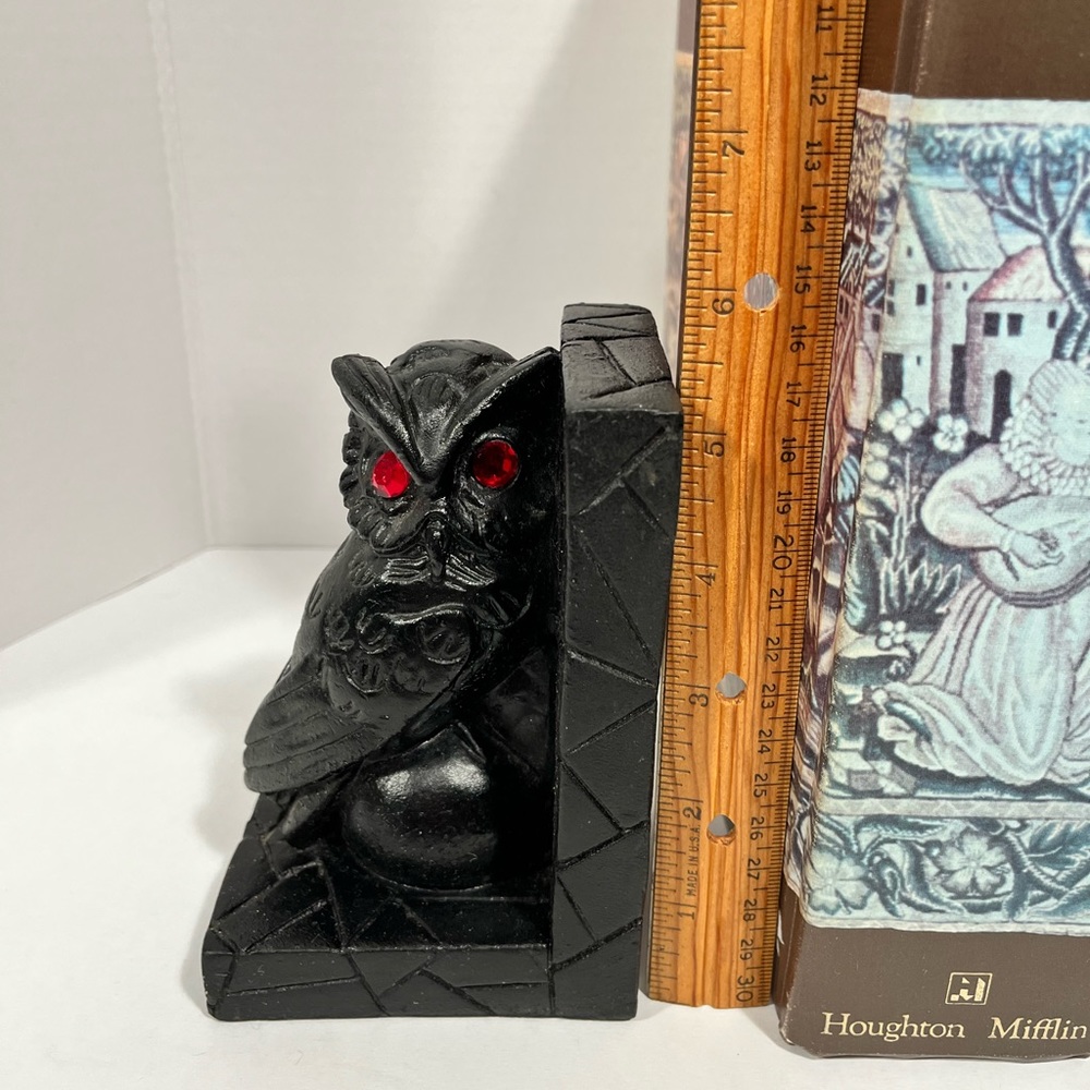 VINTAGE STONE BLACK OWL BOOK ENDS - Picture 7 of 16